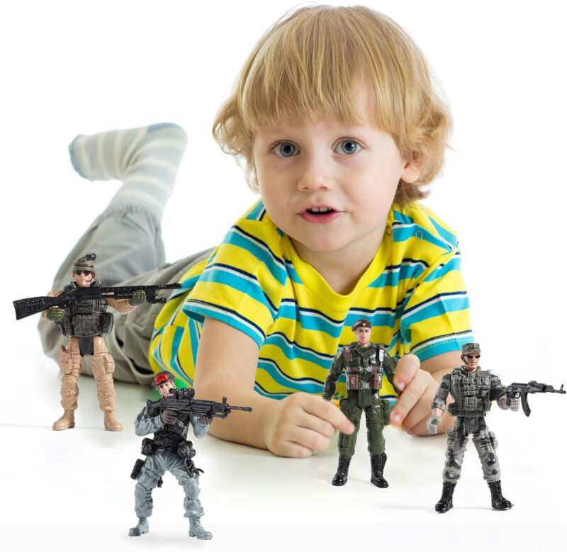 US Army Men and SWAT Team Toy Soldiers Action Figures with Military Weapons Accessories for Kids Boys Girls,12Pcs : Toys & Games