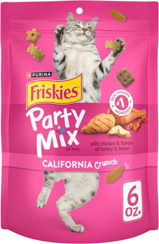 Purina Friskies Cat Treats, Party Mix California Crunch With Chicken - (Pack of 6) 6 oz. Pouches : Pet Supplies