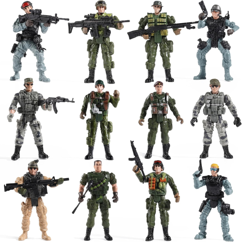 US Army Men and SWAT Team Toy Soldiers Action Figures with Military Weapons Accessories for Kids Boys Girls,12Pcs : Toys & Games