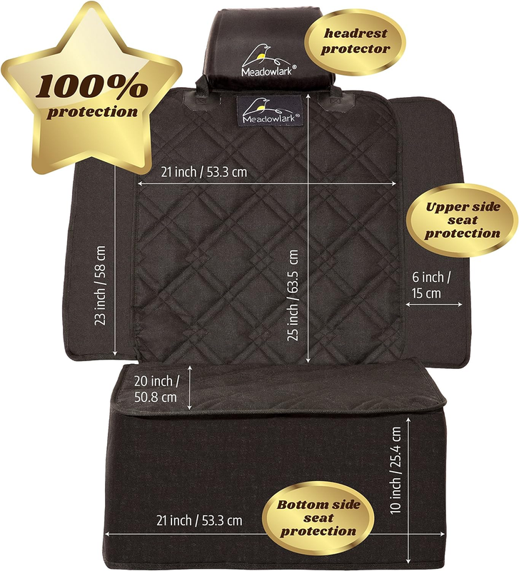 Meadowlark Dog Car Seat Cover Front Seat Cover Waterproof Scratch Proof Car Seat Covers for Dogs Car Seat Protector for Dogs for Trucks Cars & SUVs w/Free Seat Belt & Headrest Cover – 45 x 21 in Black : Pet Supplies