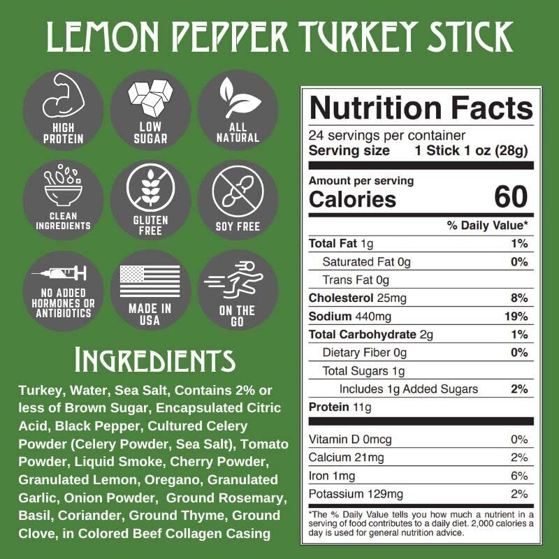 Righteous Felon Meat Sticks | 100% Turkey Sticks | Gluten Free & Keto Meat Sticks | Low Sugar & High Protein Turkey Sticks| Healthy Snack for Adults | Jerky Gifts for Men | Lemon Pepper, 10 Pack : Grocery & Gourmet Food