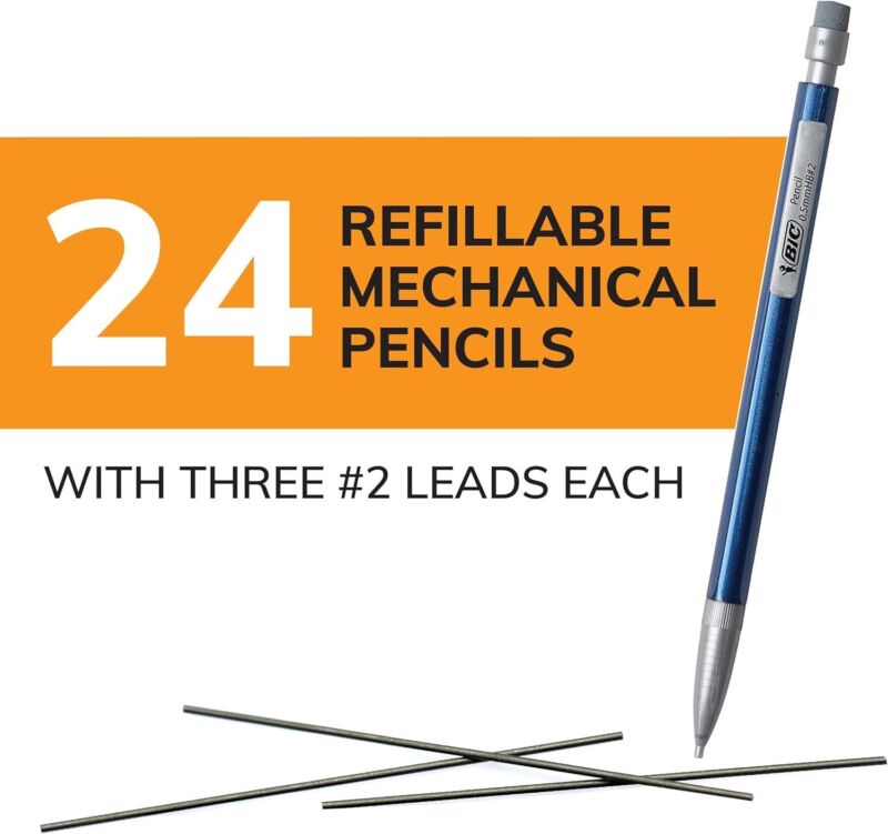 BIC Xtra-Precision Mechanical Pencil, Metallic Barrel, Fine Point (0.5mm), 24-Count, Doesn't Smudge and Erases Cleanly : Office Products