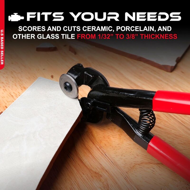 ABN Glass & Ceramic Tile Nippers with Carbide Cutting Wheels Comfort Grip Handle