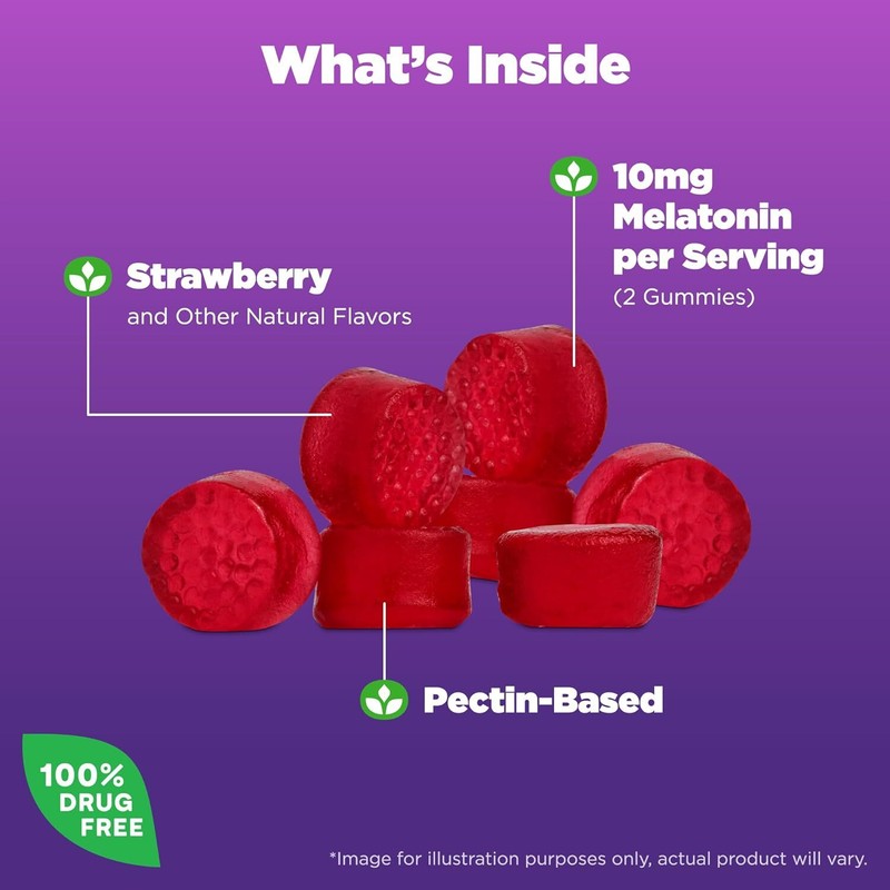 Natrol Melatonin Gummies, Sleep Support for Adults, Melatonin 10 mg, 140 Strawberry-Flavored, Up to 70 Days : Health & Household