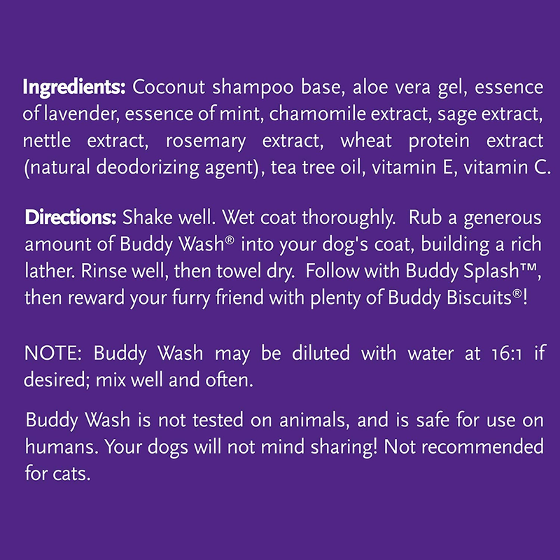 Pet Shampoos Plus Conditioners : Buddy Wash 2-in-1 Dog Shampoo and Conditioner for Dog Grooming, Lavender & Mint, 1 gal. Bottle