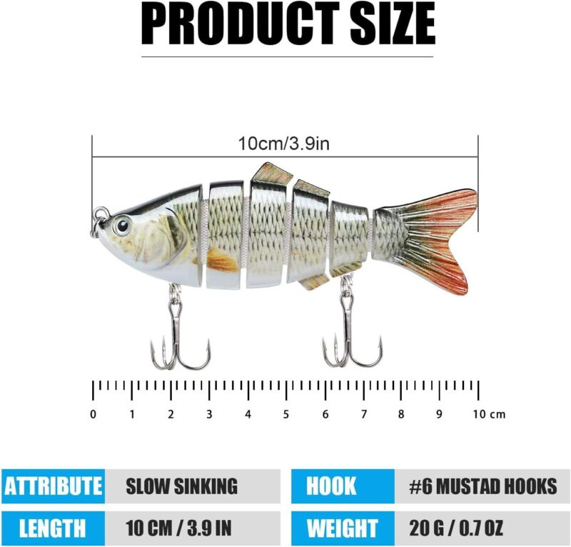 TRUSCEND Fishing Lures for Bass Trout Swimbaits for Bass Fishing Segmented Multi Jointed Swim Baits Slow Sinking Swimming Lures for Freshwater Saltwater Fishing Gear Lure Kit Fishing Gifts Plugs : Sports & Outdoors