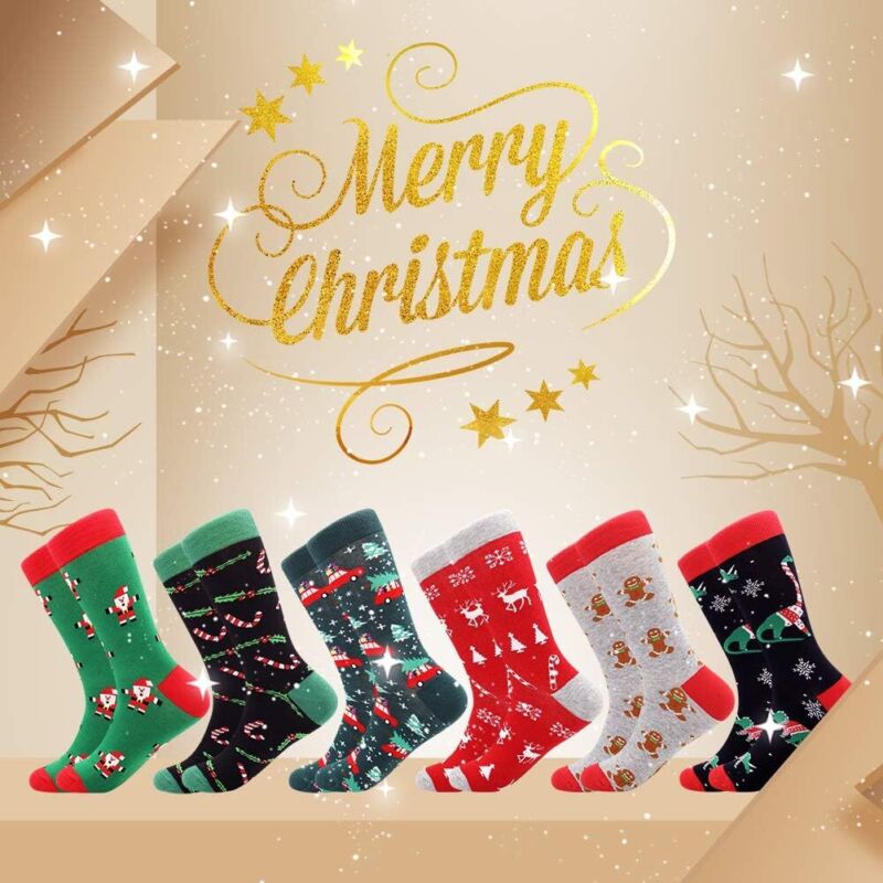BISOUSOX Mens Christmas Socks Crazy Funny Dress Colorful Novelty Warm Winter Socks Christmas Gifts for Men Women : Clothing, Shoes & Jewelry