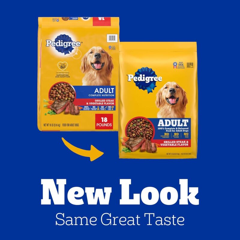 Pedigree Complete Nutrition Adult Dry Dog Food, Grilled Steak & Vegetable Flavor, 18 lb. Bag : Pet Supplies
