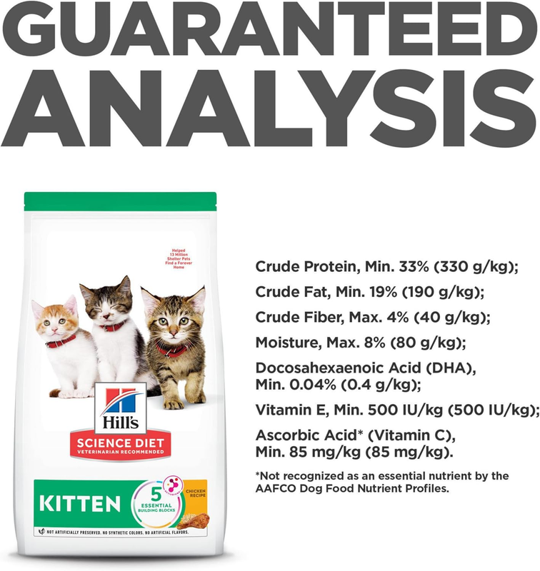 Hill's Science Diet Kitten, Kitten Premium Nutrition, Dry Cat Food, Chicken Recipe, 7 lb Bag : Pet Supplies