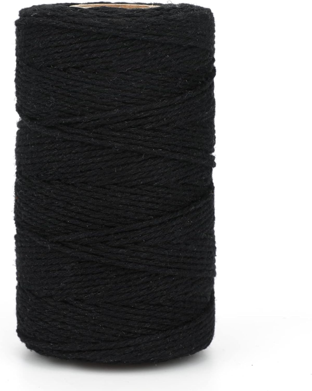 G2PLUS Black String, 2MM 328 Feet Natural Cotton String for Crafts, Black Cotton Bakers Twine String, Packing String for Gift Wrapping, DIY Arts and Crafts, Halloween, Christmas Decor : Tools & Home Improvement
