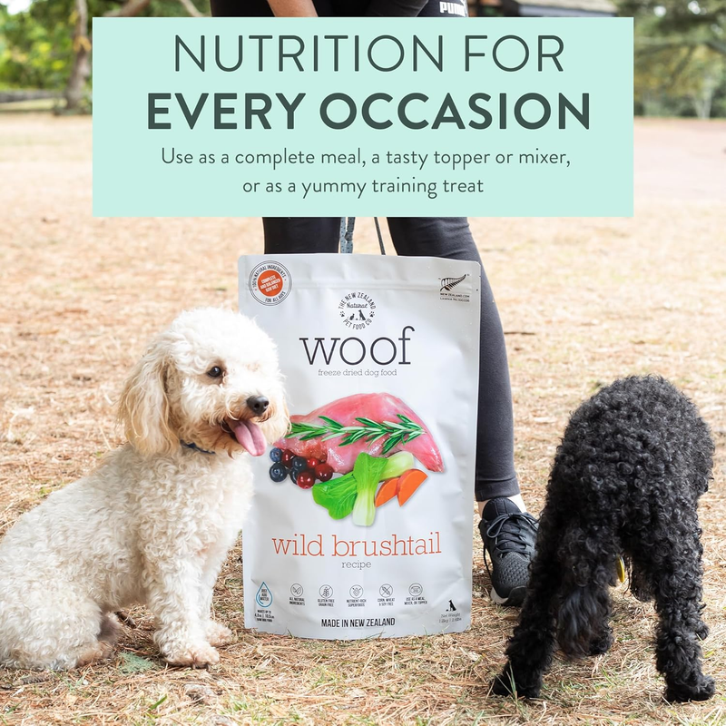WOOF Freeze-Dried Dog Food Wild Brushtail High Protein Meal & Topper 2.2lb