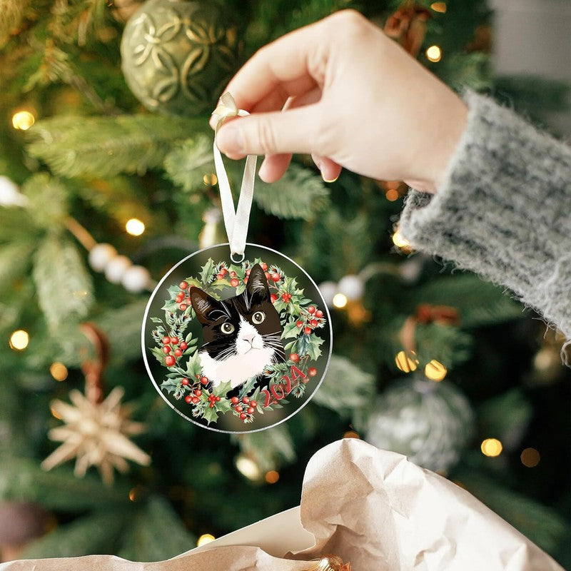 Pawzity Tuxedo Cat Christmas Ornament - Tuxedo Cat Lover Gifts for Women, Men - Tuxedo Cat Ornaments for Christmas Tree - Tuxedo Cat Kitten Xmas Tree Ornaments for 2024 - Acrylic Ornament : Home & Kitchen