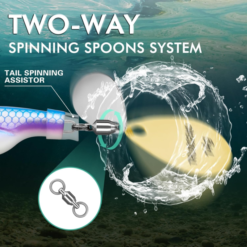 TRUSCEND Tail Spinner Fishing Lures, 2.6" 0.5oz Fishing Spoons with Rotating Swimbaits for Bass Pike Walleye, Freshwater Saltwater Fishing Baits, Fishing Gifts for Men Dad : Sports & Outdoors