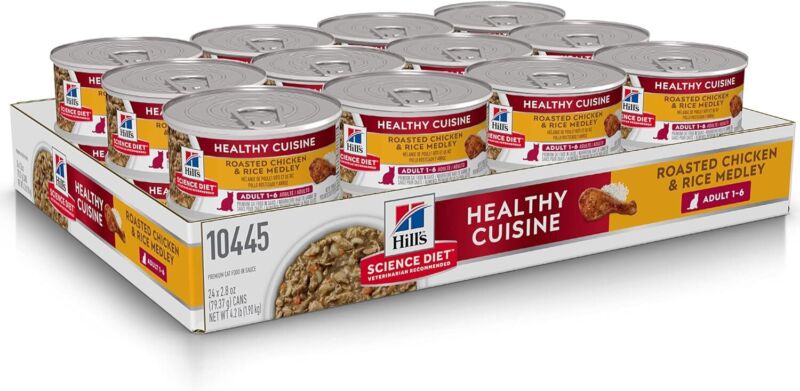 Hill's Science Diet Healthy Cuisine, Adult 1-6, Great Taste, Wet Cat Food, Roasted chicken & Rice Stew, 2.8 oz Can, Case of 24 : Pet Supplies