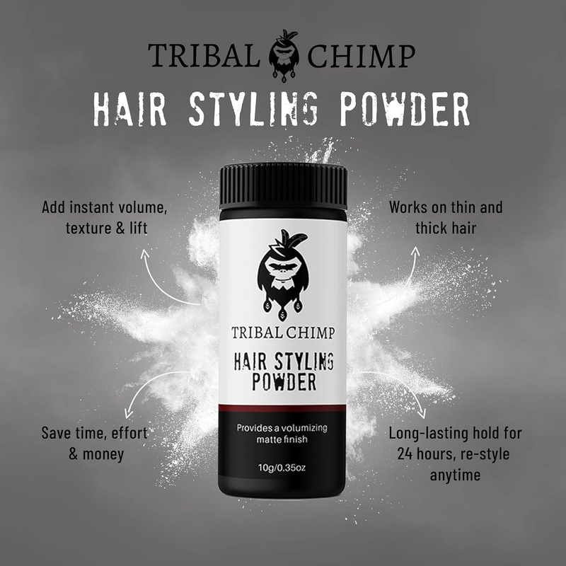Tribal Chimp Hair Styling Powder for Men & Women – Hair Volumizer & Texture Powder for All Hair Types with Matte Finish – 24H Invisible Hold, Adds Volume & Texture, Non-Sticky and Smells Great – 10g : Beauty & Personal Care