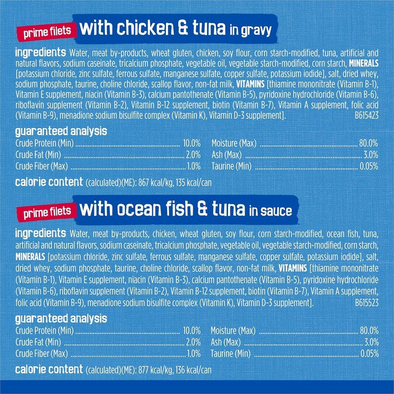 Purina Friskies Wet Cat Food Variety Pack, Oceans of Delight Flaked and Prime Filets - (Pack of 40) 5.5 oz. Cans : Pet Supplies