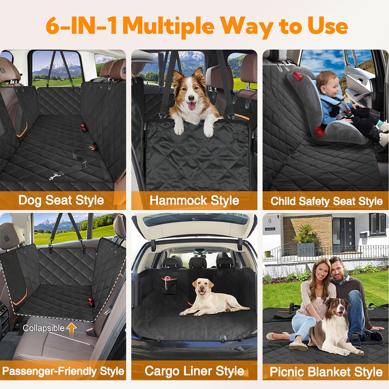 Kytely Dog Car Seat Cover for Back Seat,600D Heavy Duty Dog Hammock for Car with Side Flap,100% Waterproof Pet Backseat Cover, Anti-Scratch Nonslip Pet Seat Protector for Cars Trucks and SUV : Pet Supplies