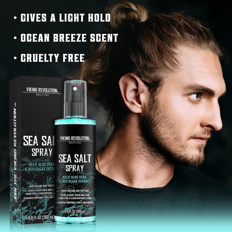 Viking Revolution Sea Salt Spray for Hair Men - Hair Texturizing Spray with Kelp, Aloe Vera and Red Algae Extract - Surf Spray to Add Volume and Texture Sea Salt Spray for Men Beach Hair Spray - 8.8oz : Beauty & Personal Care
