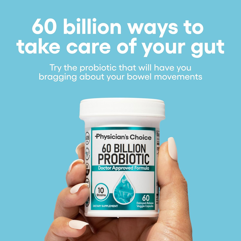 Physician's Choice Probiotics 60 Billion CFU - 10 Strains + Organic Prebiotics - Immune, Digestive & Gut Health - Supports Occasional Constipation, Diarrhea, Gas & Bloating - for Women & Men - 30ct : Health & Household