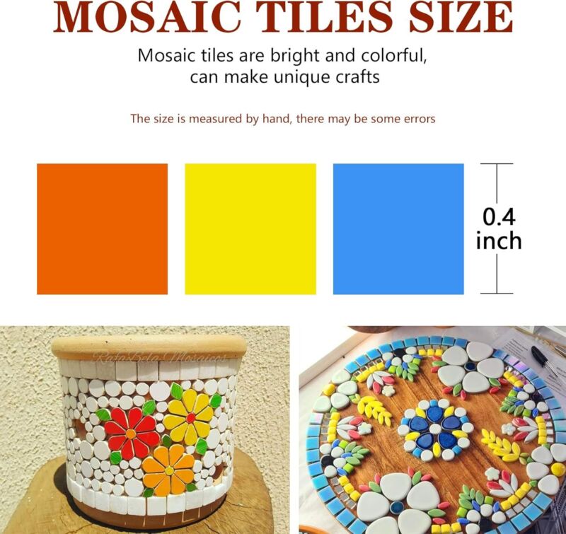 Csdtylh 1000 Pcs Mosaic Tiles, Glass Mosaic Tiles for Crafts Bulk, Stained Mosaic Glass Pieces, Mosaic Supplies for Home Decoration, Art Crafts, DIY Projects, Opaque (Square) : Arts, Crafts & Sewing