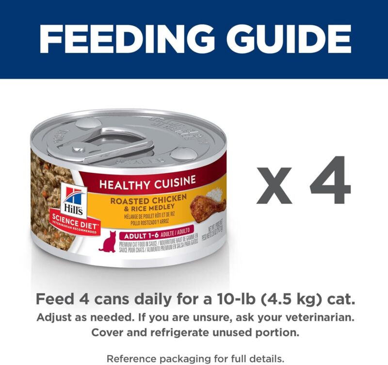 Hill's Science Diet Healthy Cuisine, Adult 1-6, Great Taste, Wet Cat Food, Roasted chicken & Rice Stew, 2.8 oz Can, Case of 24 : Pet Supplies