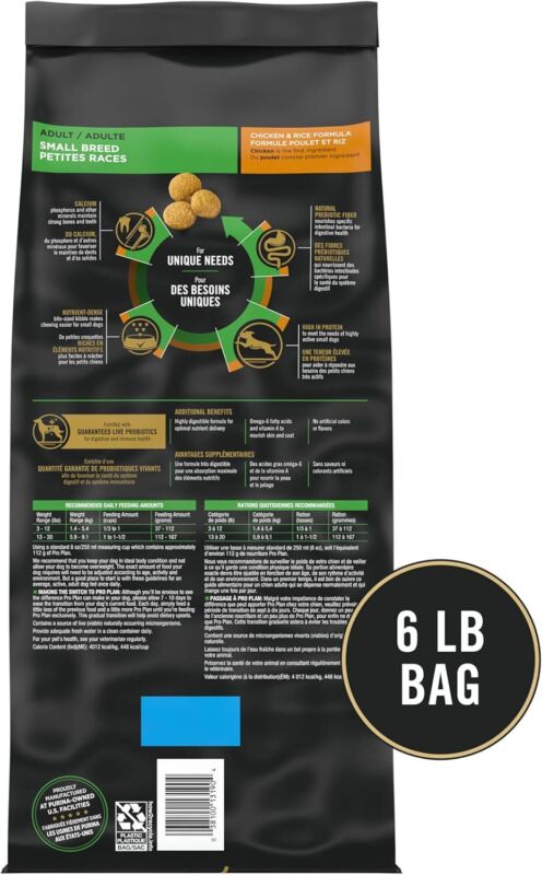 Purina Pro Plan High Protein Small Breed Dog Food, Chicken & Rice Formula - 6 lb. Bag : Dry Pet Food : Pet Supplies