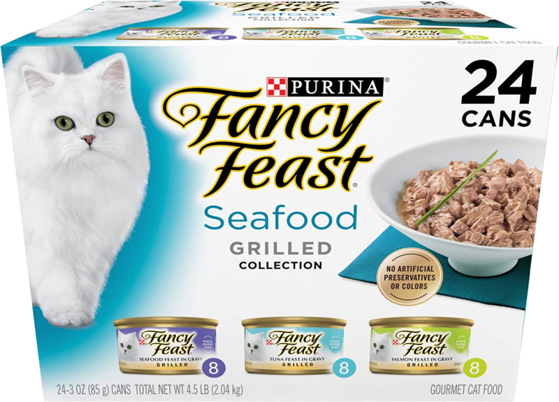Purina Fancy Feast Grilled Wet Cat Food Seafood Collection in Wet Cat Food Variety Pack - (Pack of 24) 3 oz. Cans : Canned Wet Pet Food : Pet Supplies