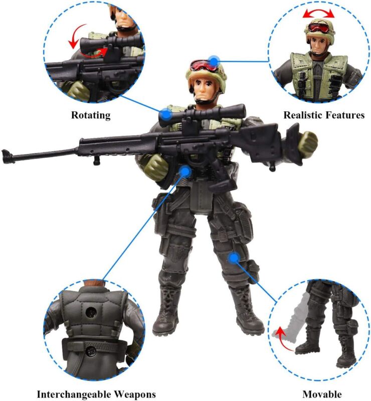 HAPTIME Military Action Figure Play Set for Kids - Army Men Soldiers Toys for Boys and Girls Ages 3-9 (SWAT Team Edition) : Toys & Games