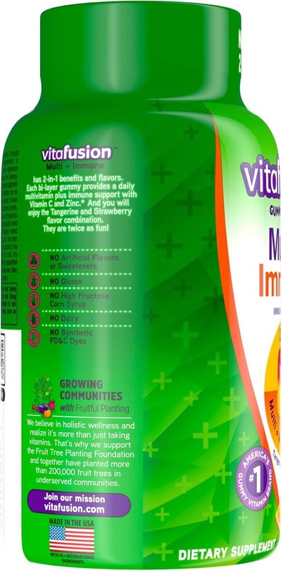 Vitafusion Multi+ Immune Support* – 2-in-1 Benefits & Flavors – Adult Gummy Vitamins with Vitamin C, Zinc, Daily Multivitamins, 90 Count : Health & Household