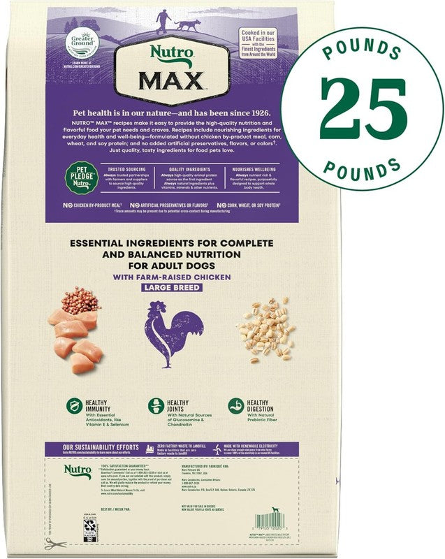 Nutro Max Adult Large Breed Dry Dog Food with Farm-Raised Chicken, 25 lb. Bag : Pet Supplies