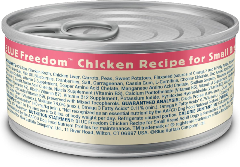 Blue Buffalo Freedom Grain-Free Small Breed Wet Dog Food, Supports High Energy Needs, Made in the USA With Natural Ingredients, Chicken, 5.5-oz Cans ( 24 Count): Wet Pet Food: Pet Supplies: Amazon.com