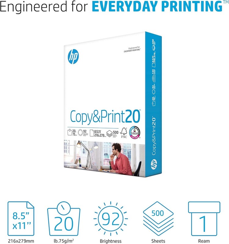 HP Printer Paper | 8.5 x 11 Paper | Copy &Print 20 lb | 1 Ream Case - 500 Sheets| 92 Bright | Made in USA - FSC Certified | 200060 : Consumerelectronics : Office Products