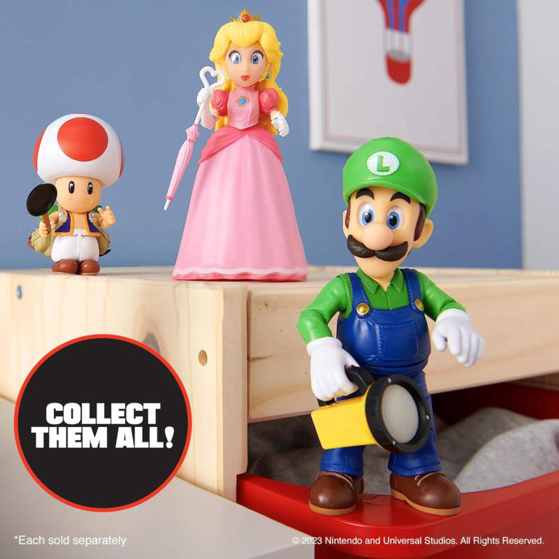 THE SUPER MARIO BROS. MOVIE - 5 Inch Action Figures Series 1 – Luigi Figure with Flashlight Accessory : Toys & Games