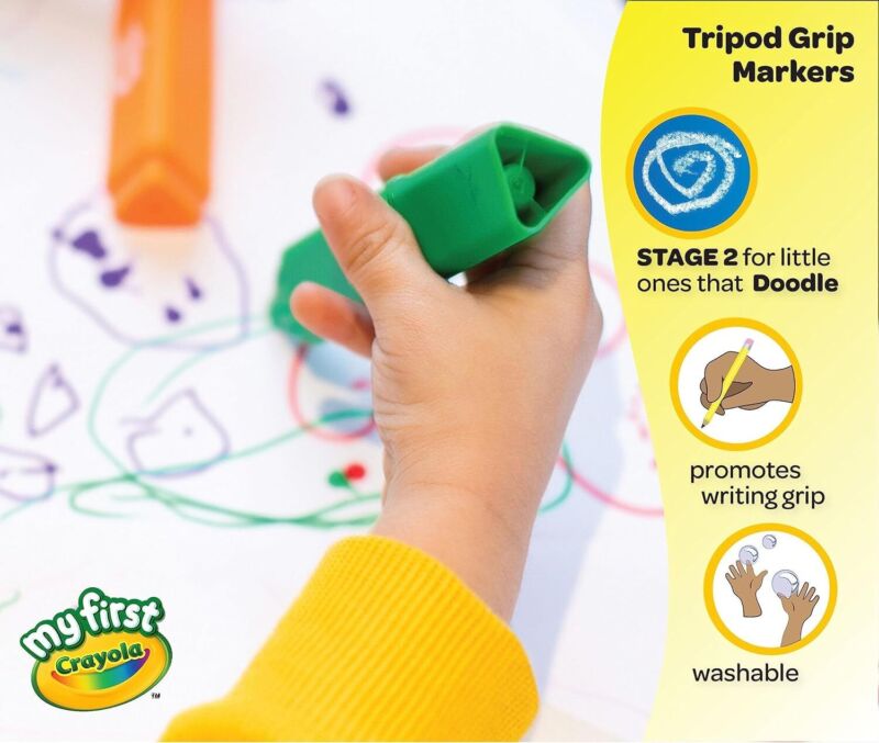Crayola Triangle Toddler Markers (8ct), Easy Grip Washable Markers for Toddlers, Arts & Crafts Supplies, Coloring for Young Kids, Nontoxic : Toys & Games