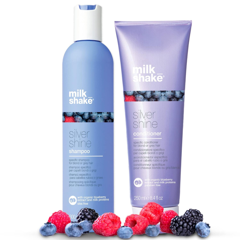 milk_shake Silver Shine Purple Shampoo 10.1 Fl Oz + Silver Shine Purple Conditioner 8.4 Fl Oz - Blonde Shampoo and Conditioner for Brassy Hair : Beauty & Personal Care