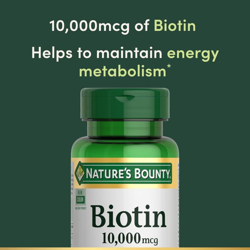 Nature's Bounty Biotin Hair Skin and Nails Vitamins, Supports Healthy Hair, Skin and Nails, 10,000 mcg, 120 Softgels (Pack of 1) : Health & Household