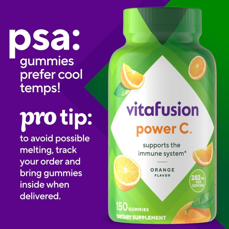 Vitafusion Power C Vitamin C Gummies for Immune Support, Orange Flavored, 282 mg Vitamin C, America’s Number 1 Gummy Vitamin Brand, 50 Day Supply, 150 Count : Health & Household