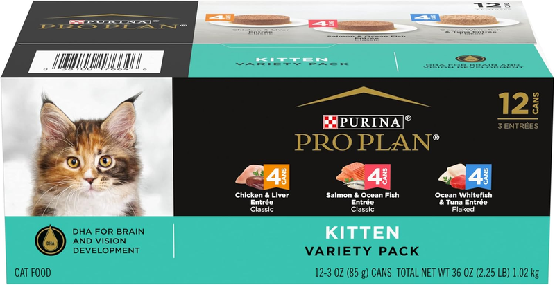Purina Pro Plan High Protein Wet Kitten Food Variety Pack, DEVELOPMENT Kitten Favorites - (2 Packs of 12) 3 oz. Cans : Pet Supplies