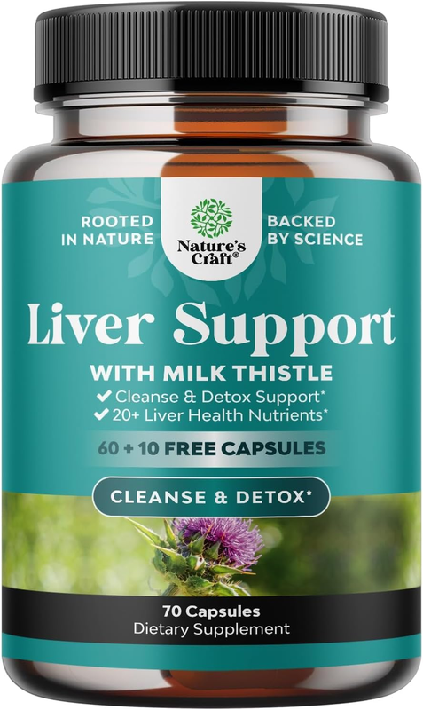 Liver Cleanse Detox & Repair 70 Capsules - Herbal Liver Support Milk Thistle Supplement - Silymarin Milk Thistle Supplements with Dandelion Root, Choline, Beetroot & Artichoke Extract : Health & Household