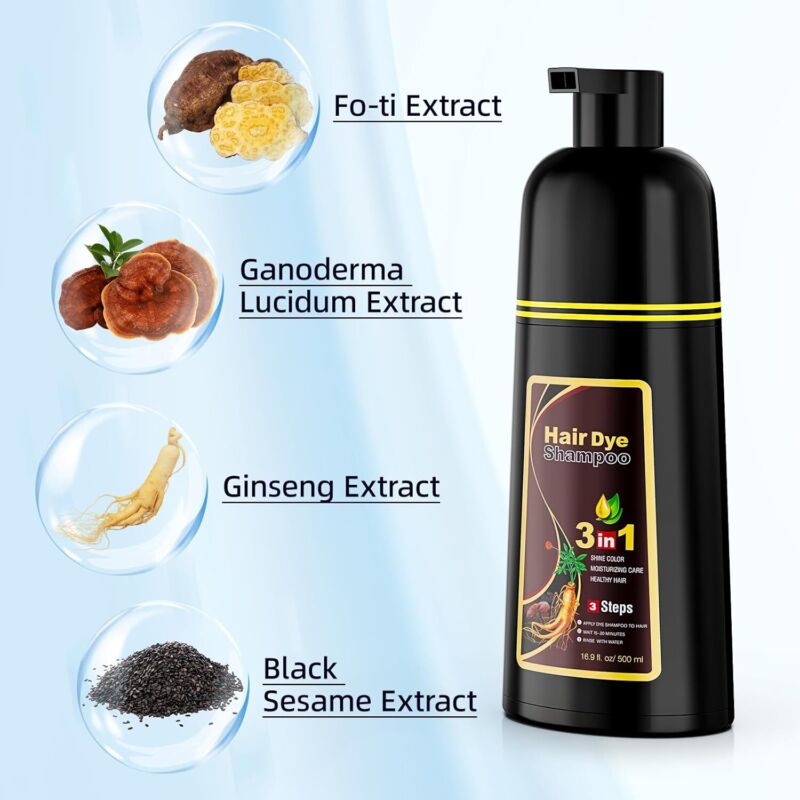 Ivnil Dark Brown Hair Dye Shampoo 3 in 1 for Women/Men Hair Color for Grey Coverage Seimi Permanent Instant Champu Para Canas Mujer for Men - Herbal Natural Dye Cover Gray : Beauty & Personal Care