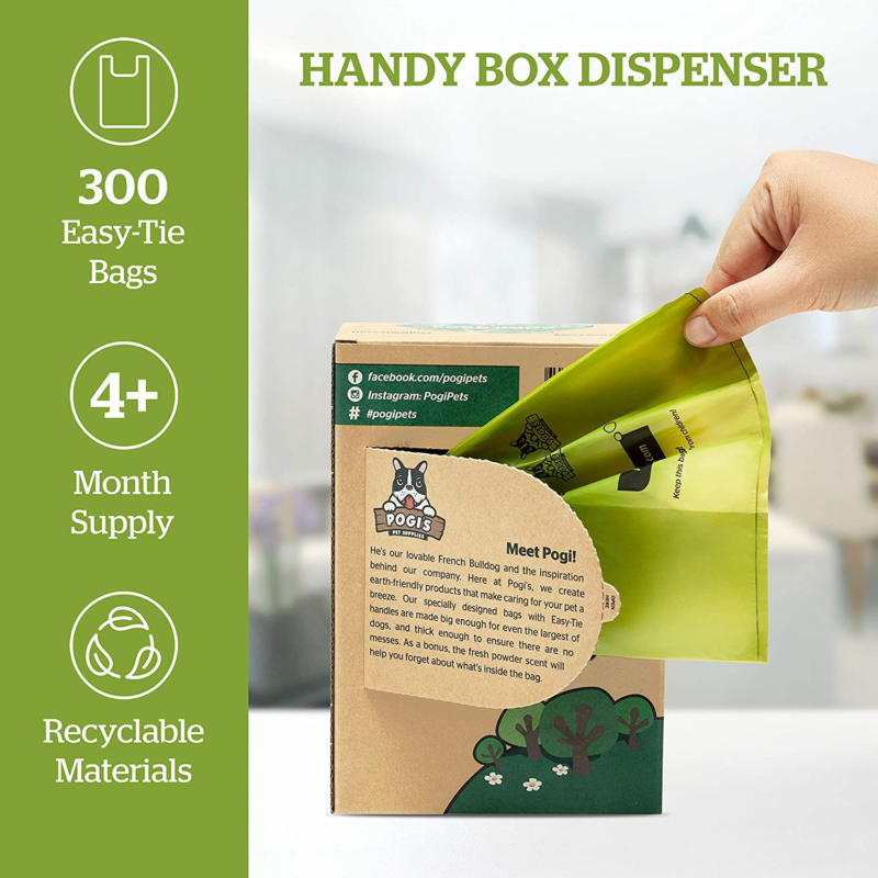 Pogi's Dog Poop Bags with Easy-Tie Handles - 300 Doggy Leak-Proof, Ultra Thick, Scented Poop Bags for Dogs, Cat : Pet Supplies