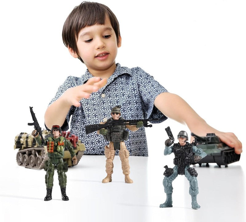 US Army Men and SWAT Team Toy Soldiers Action Figures with Military Weapons Accessories for Kids Boys Girls,12Pcs : Toys & Games