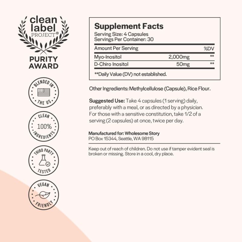 Wholesome Story Myo-Inositol & D-Chiro Inositol Supplement for Women | Fertility Supplements for Hormonal Balance & Ovarian Health Support | Myoinositol | Ideal 40:1 Ratio | 30 Servings : Health & Household