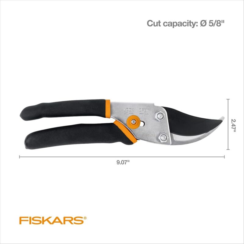 Fiskars Bypass Pruning Shears, 5/8-Inch Cut Capacity Garden Clippers, Gardening Scissors with Sharp, Rust Resistant Steel Blade : Hedge Shears : Patio, Lawn & Garden