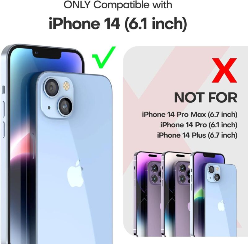 TAURI 3-in-1 iPhone 14 Case Clear with Screen Protectors Slim Drop Protection