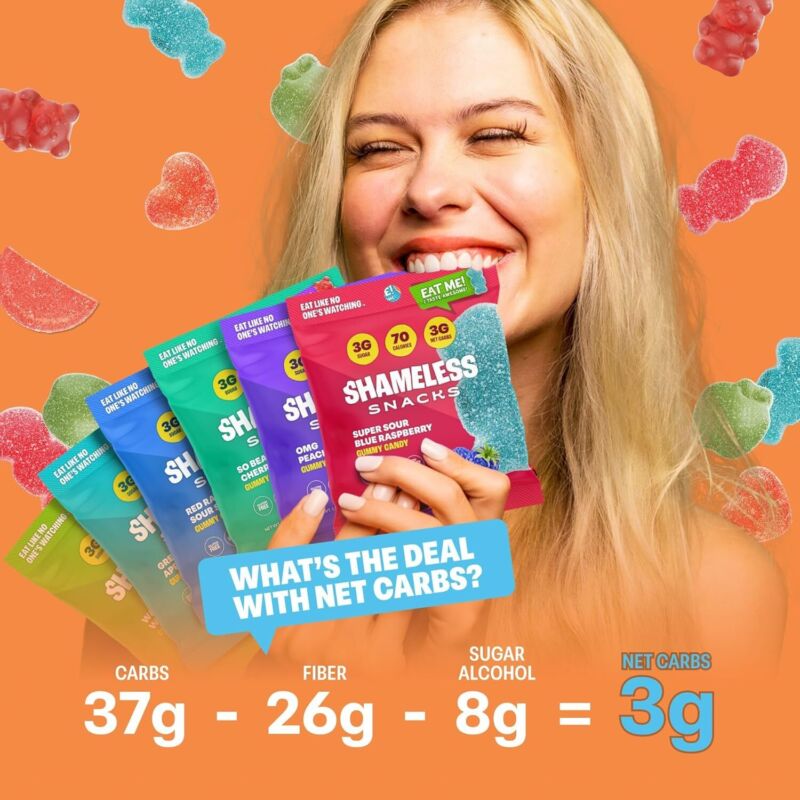 Shameless Snacks - Healthy Low Calorie Snacks, Low Carb Keto Gummies (Gluten Free Candy) - 6 Pack Super Variety Pack : Grocery & Gourmet Food
