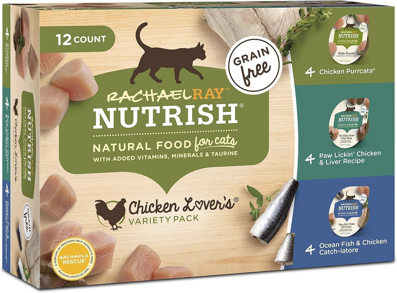 Rachael Ray Nutrish Premium Wet Cat Food, Chicken Lovers Variety Pack, Grain Free, 2.8 Oz. Tub, Pack Of 12 : Pet Supplies