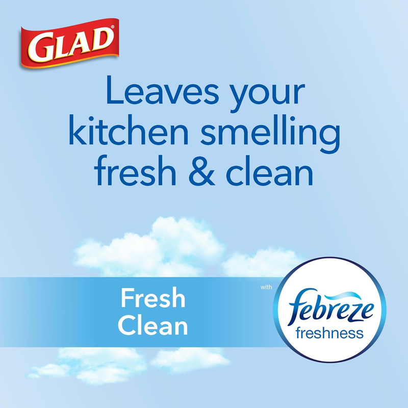 Glad Tall Kitchen Drawstring Trash Bags - Odorshield 13 Gallon White Trash Bag, Febreze Fresh Clean, 110 Count : Health & Household