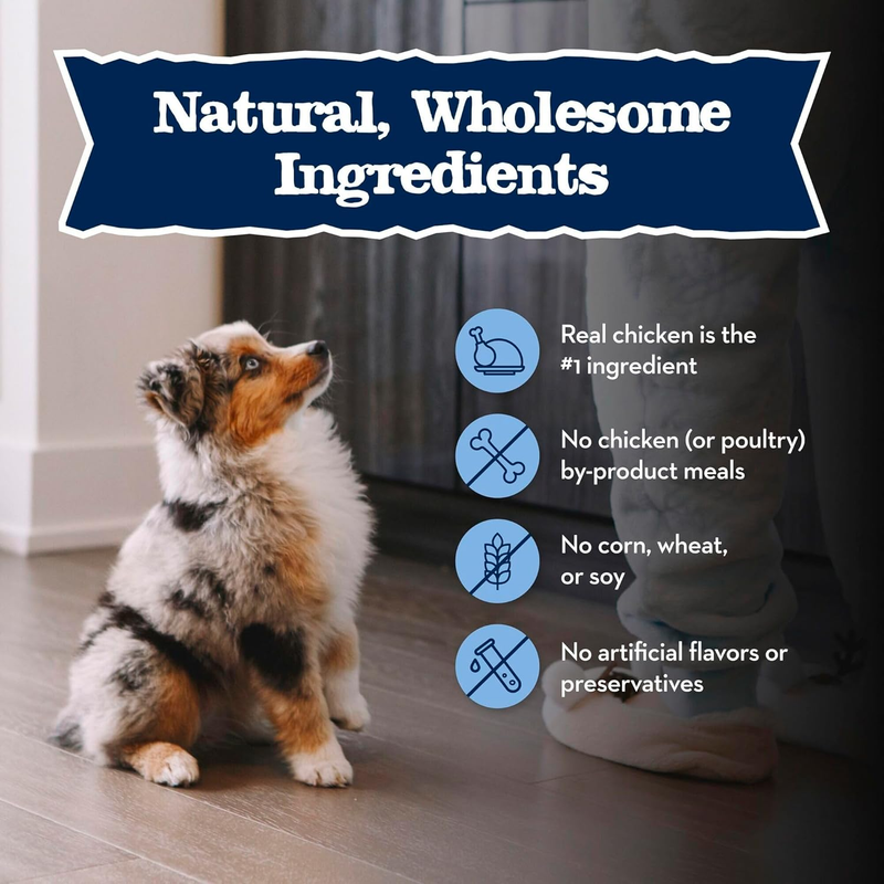 Blue Buffalo Baby Blue Natural Dry Food for Puppies, Healthy Growth Formula with DHA, Savory Chicken Recipe, 11-lb. Bag