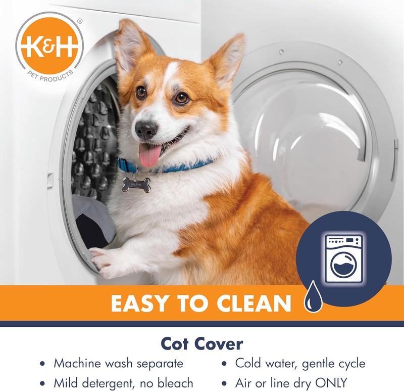 K&H Pet Products Dog Cot Replacement Cover, Designed to fit K&H Medium Pet Cots (Sold Separately), Indoor Outdoor, Breathable Cooling Mesh Center, Machine Washable - Medium 32 X 25in Gray : Pet Supplies